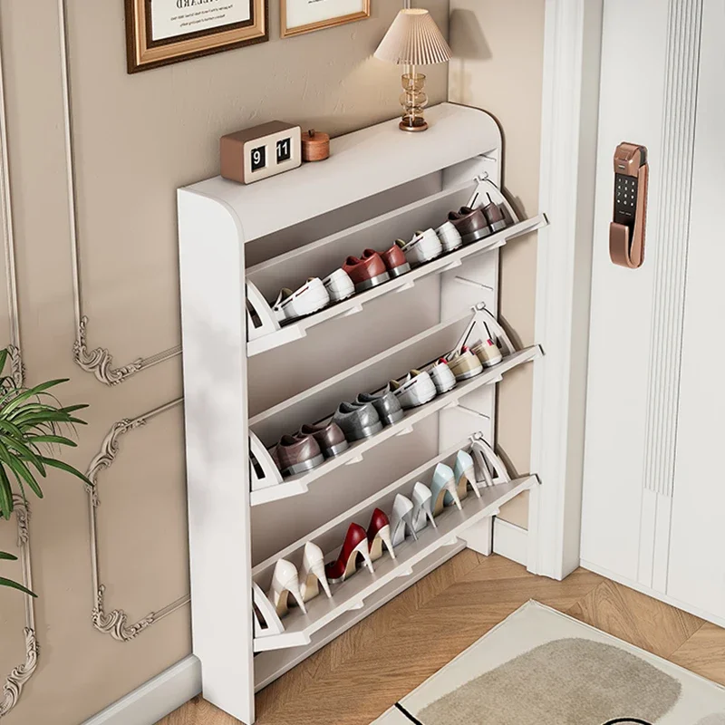 رف الأحذية الجمالي للمدخل تصميم زاوية داخلية مفتوحة للتخزين الحديث لغرفة النوم رف أحذية الطفل أثاث فاخر من Sapateira الاسكندنافية #3