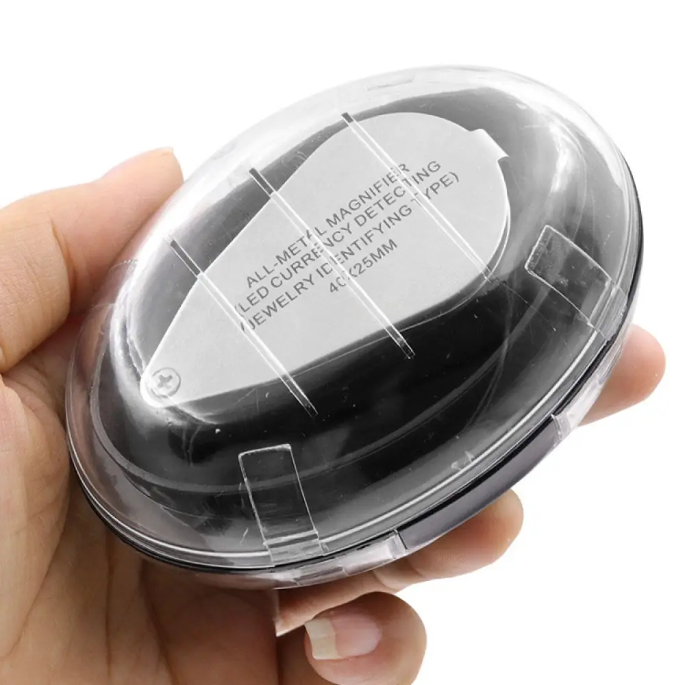 40X Foldable Jewelry Magnifier LED Lighted Optical Lens Loupe Handheld Device For Coins Stamps Antique Identification