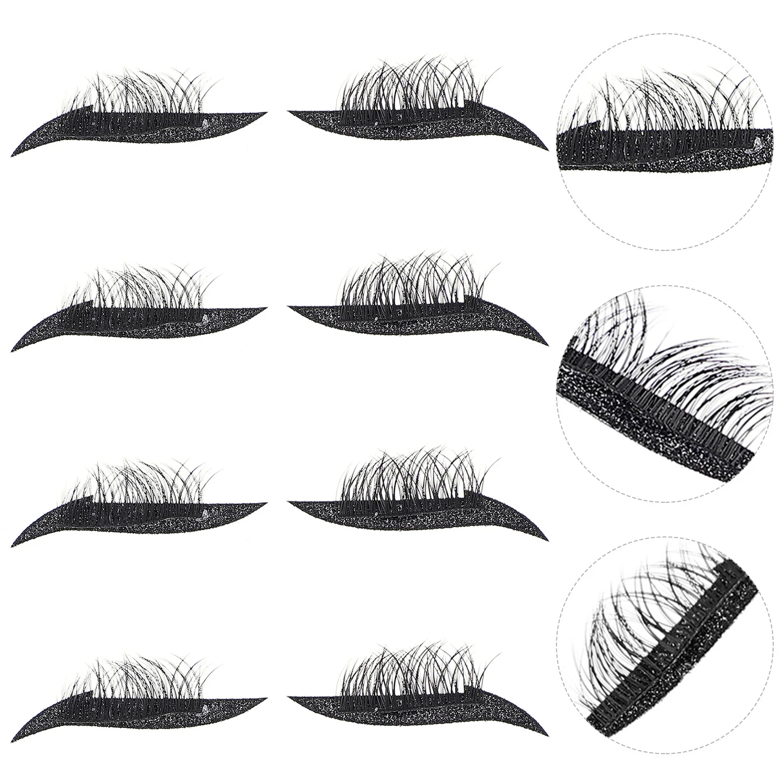 

4Pairs Eye Line Strip Sticker Black Glitter Dense Eyelash Tape for Costume Party Concert Festival Daily Wear Self-Adhesive