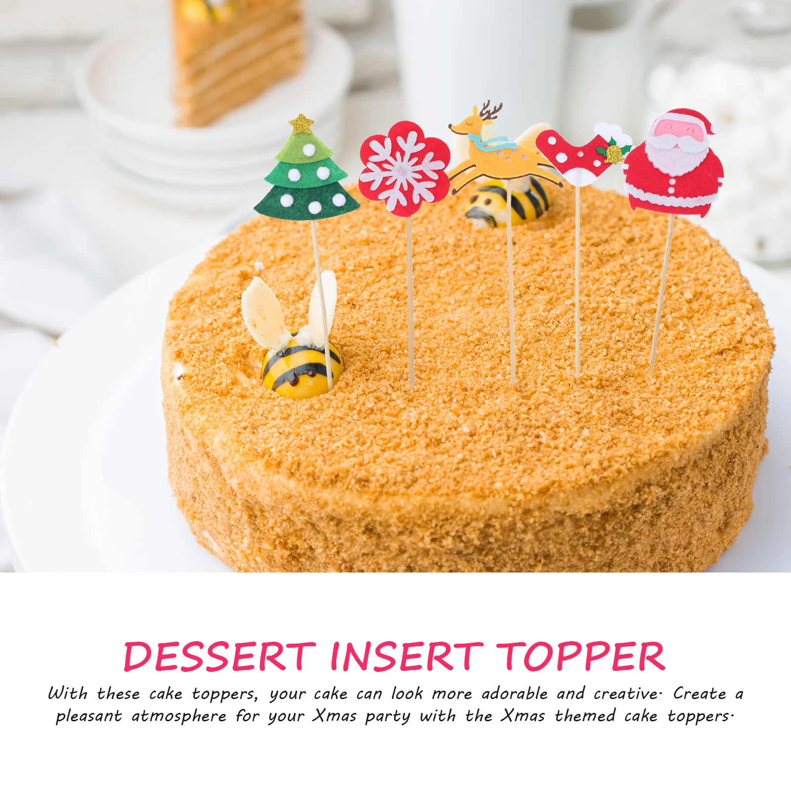 

25pcs Christmas Cake Toppers Creative Xmas Party Decor Cake Insert Adorn Dessert Topper Supplies For Holiday Celebration