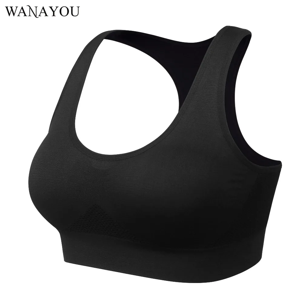 

WANANYOU plus size women yoga bras seamless mesh sports crop tops breathable gym vest racer back high elastic workout bralettes