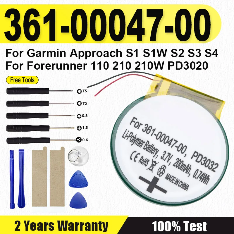 

New Battery 361-00047-00 For Garmin Approach S1 S1W S2 S3 S4 For Forerunner 110 210 210W PD3020 BATTERY + Free Tools