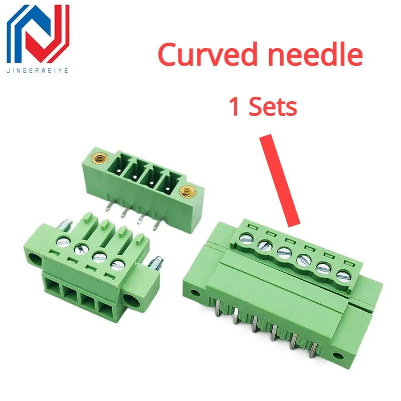 2Sets 15EDGKM 3.81mm Pluggable PCB Screw Terminal Block Connector with Flange Male/Female Plug-in 15EDG Teminal Block 2/3P-24Pin