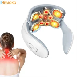 Masajeador eléctrico de cuello EMS, alivio del dolor, pulso, acupresión Cervical, compresa caliente, masaje inteligente, dispositivo de relajación de hombros