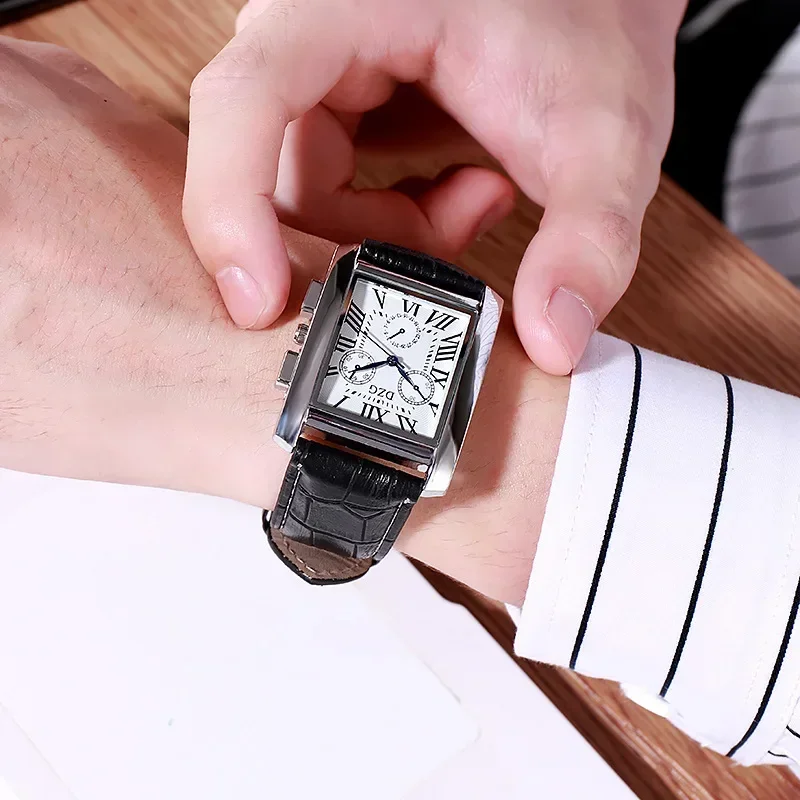 Square Men&Women Watch Business Waterproof Quartz Leather Wristwatch Men Clock Male Relogio Masculino Hodinky Erkek Kol Saati