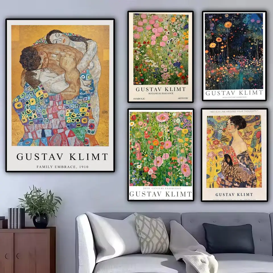 Frameless Vintage  Kiss The Klimt Poster Modern and Elegant Wall Stickers for Home Decor Living Room Dormitory Wall Art