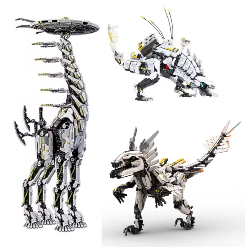 Klocki konstrukcyjne: Dostosuj Gra Horizons Dawn, Thundered Zero, Gigantyczny Mecha Bestia z Długą Szyją, Ząb, Mechaniczna Żyrafa, Potwór z Klocków