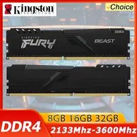 Kingston Fury Beast DDR4 8G 16G 32GB 3600 3200Mhz RAM memoria de PC 288Pin XMP2.0 disipador de calor para placa base AMD o INTEL de escritorio