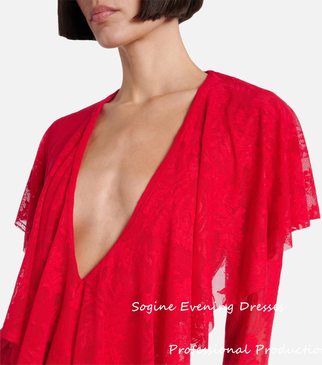 Cocktail de renda mini vestidos de festa para mulheres vermelho com decote em v vestido de baile 2025 elegante vestidos de praia formal فستانmavera