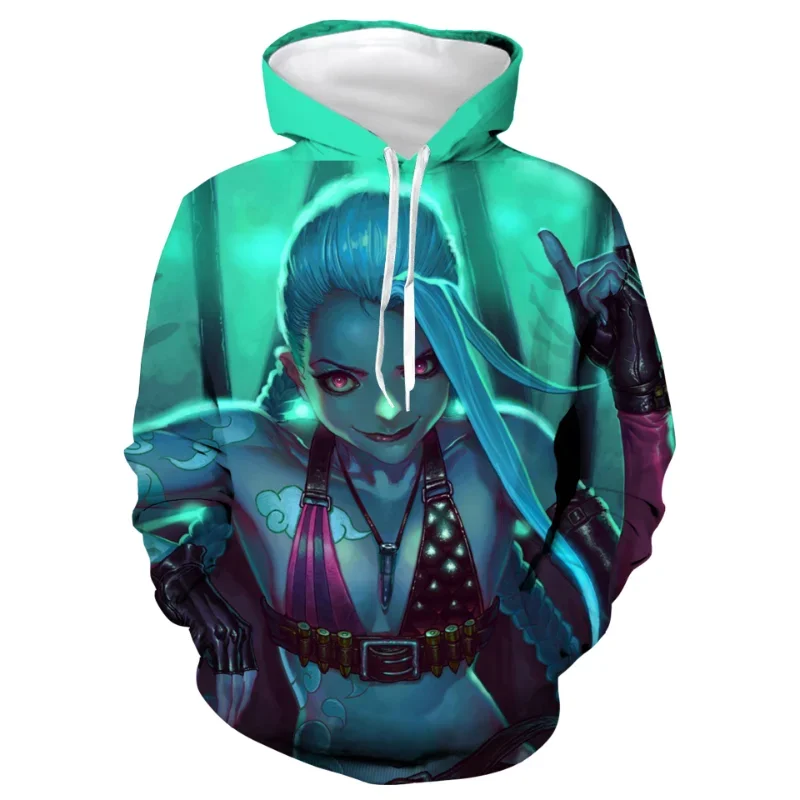 

Anime Hoodie Arcane Jinx Sweatshirt Digital Printing Vintage Hoodie Men Streetwear Women