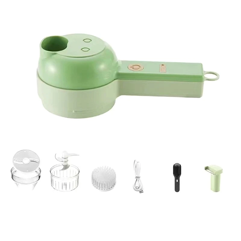 Processador de alimentos sem fio multifuncional, portátil elétrico Vegetable Cutter Set, Chopper vegetal elétrico, 4 em 1