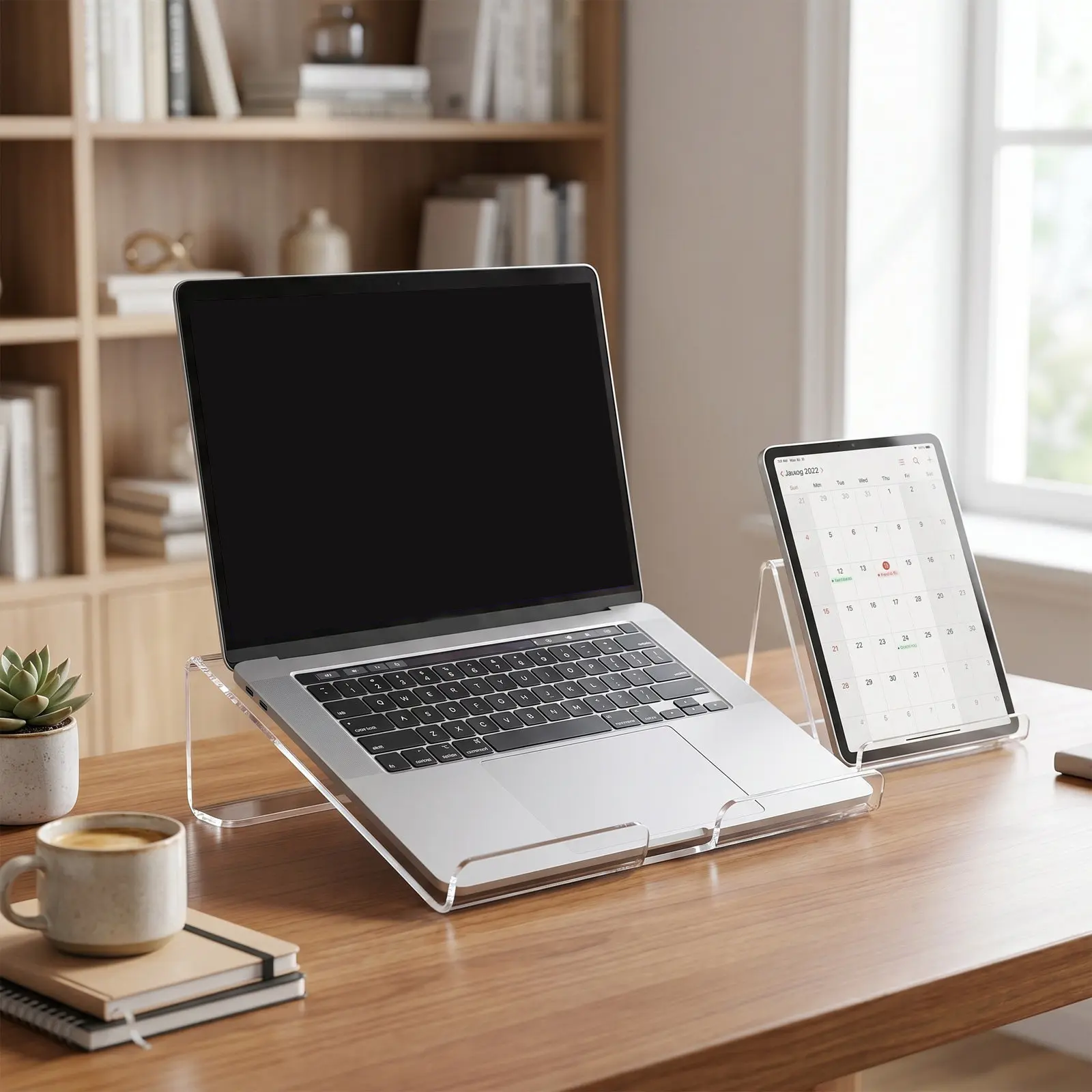 Acrylic Laptop Stand Clear Riser for 10-15.5 Inch Laptops Ergonomic Computer Monitor Stand Portable Ventilated Desktop Riser