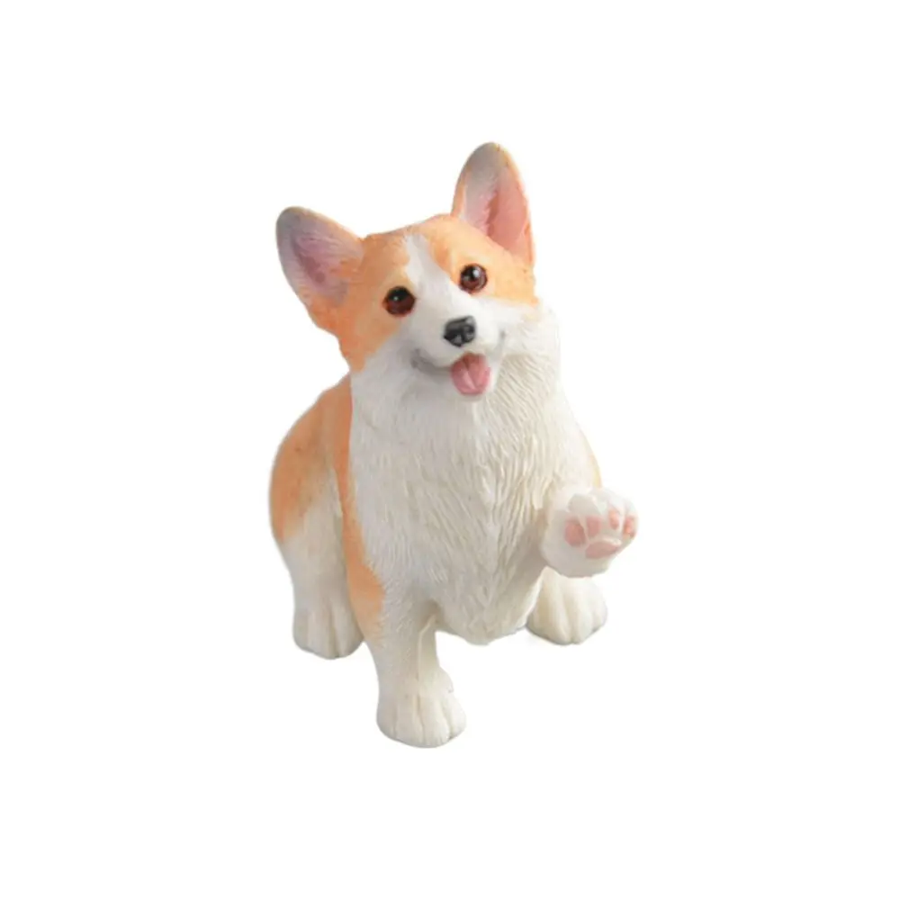 

Creative Resin Figures Mini Animal Children's Gift Dog Doll Simulation Dog Corgi Model Car Ornament Miniature Figurines