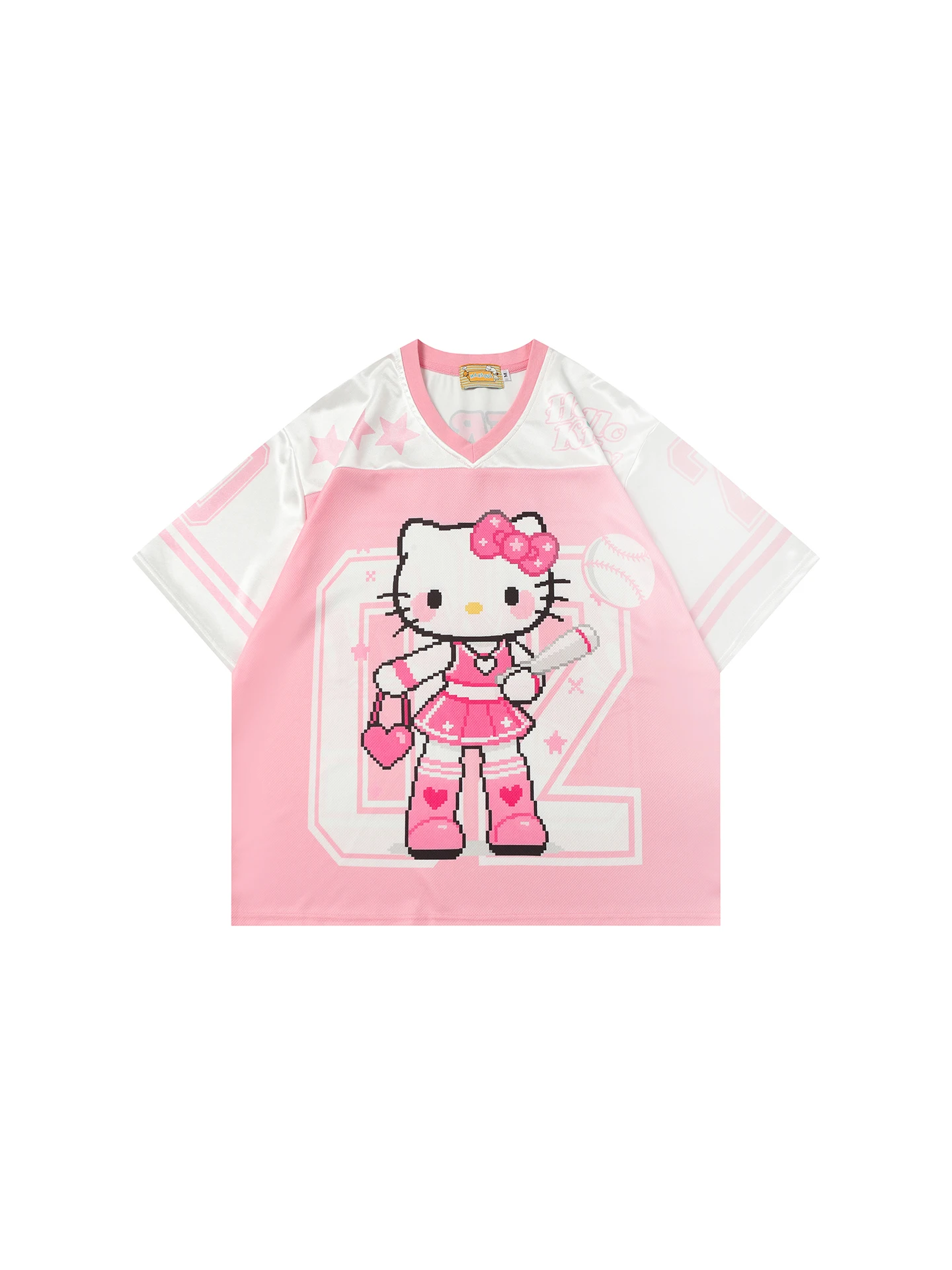 سانريو اليابانية Harajuku الكرتون المطبوعة الخامس الرقبة قميص الصيف مرحبا كيتي تي شيرت الرجال والنساء الصيف العصرية العلامة التجارية رداء علوي غير رسمي #4