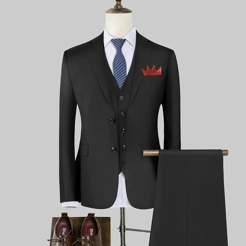 

Autumn Man Four-piece Sets Single-breasted Long Sleeve Male Outfit Simple Slim Business Wedding Casual Comfortable Men Suit