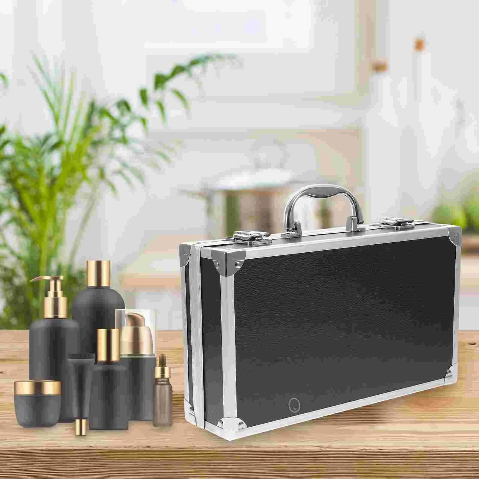 Multi-purposes Medicine Case Carrying Suitcase Toolbox Storage Boxes Aluminum Tools Container Black Large