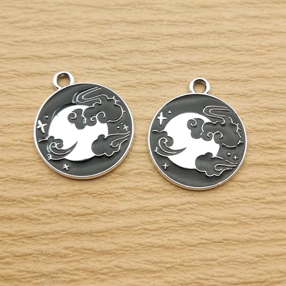 10pcs Sun Moon Cloud Charm for Jewelry Making Enamel Necklace Earring Bracelet Pendant Diy Accessories Alloy Metal White Plated