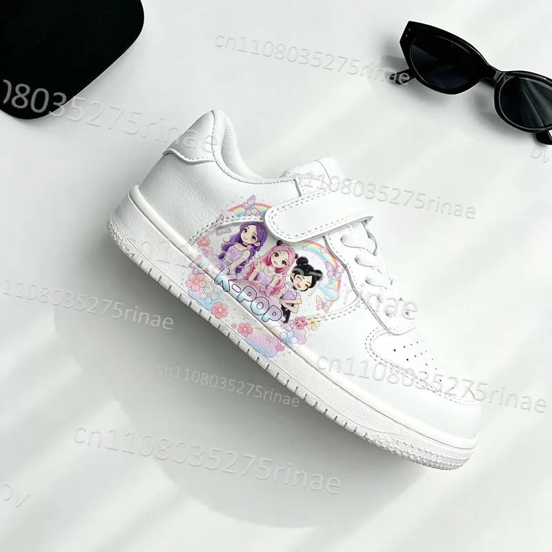 Exclusive 7-18 Year Old Girls Children White Shoes Lovely Print Non Slip Lightweight Sports Walking Shoes Daily Wear