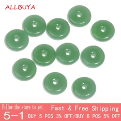 20pcs/lot Natural Green Jades Glass Stone Spacer Beads 10mm Flat Round Strand Bracelets Charms Beads DIY Jewelry Make Material