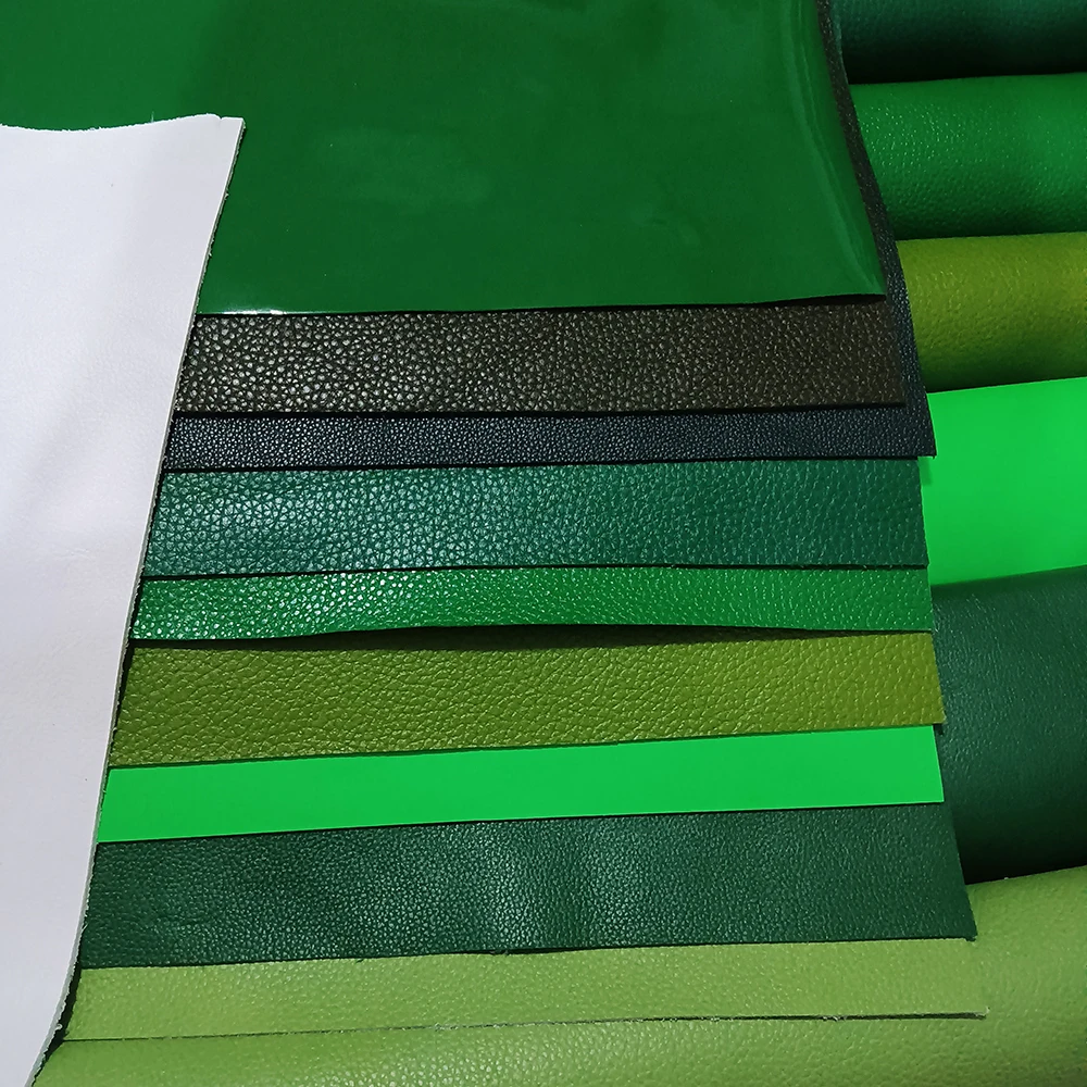 Leather craft-Green Cowhide Leather Top Layer, Lychee Leather Fabric, DIY Manual Cut, Sewing Accessories, Green Series