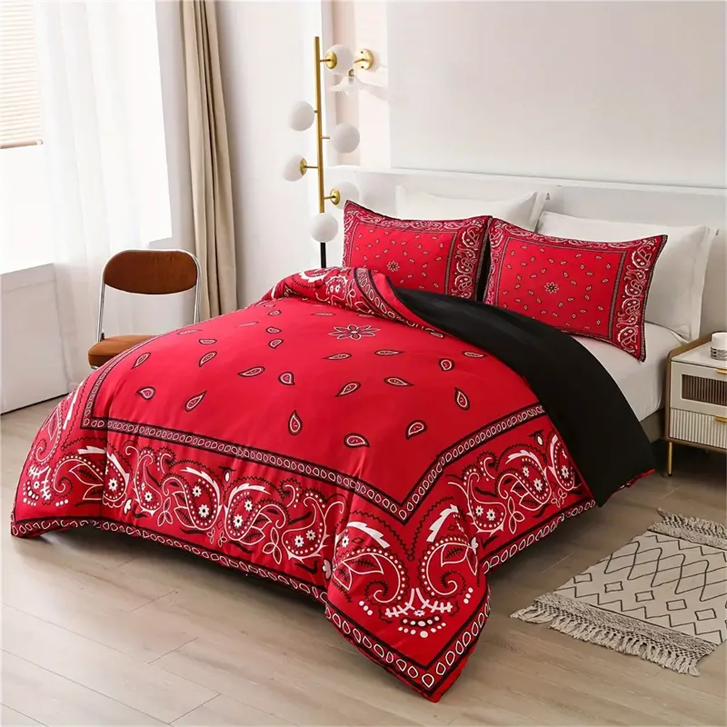 Paisley Bandanna Stylish Boho Saba 3Pcs Queen King Full Size Duvet Cover Pillowcase Bedding Linen Set Bedspread 200x200 240x220