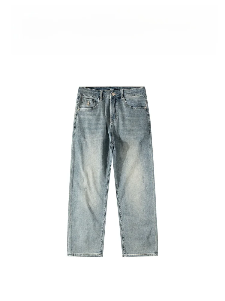

BAIRBAOLIY High Street Casual Loose Straight Leg Jeans Spring Summer New Style Fashionable Men's Long Trousers Breathable