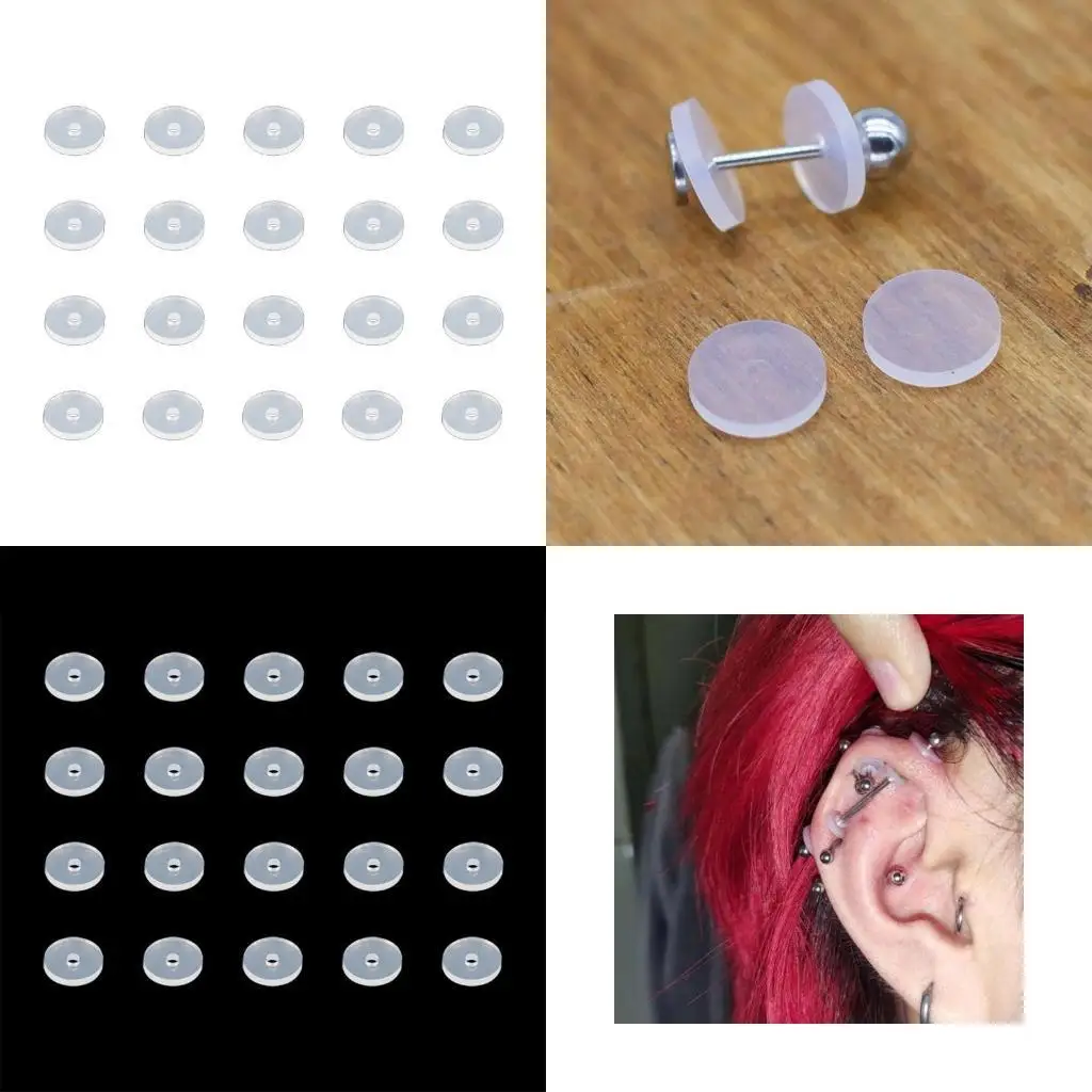 

P9FE 20Pcs Anti-hyperplasia Invagination Elimination of Polyps Small Flying Saucer Silicone Fixing Ring Lip Earrings