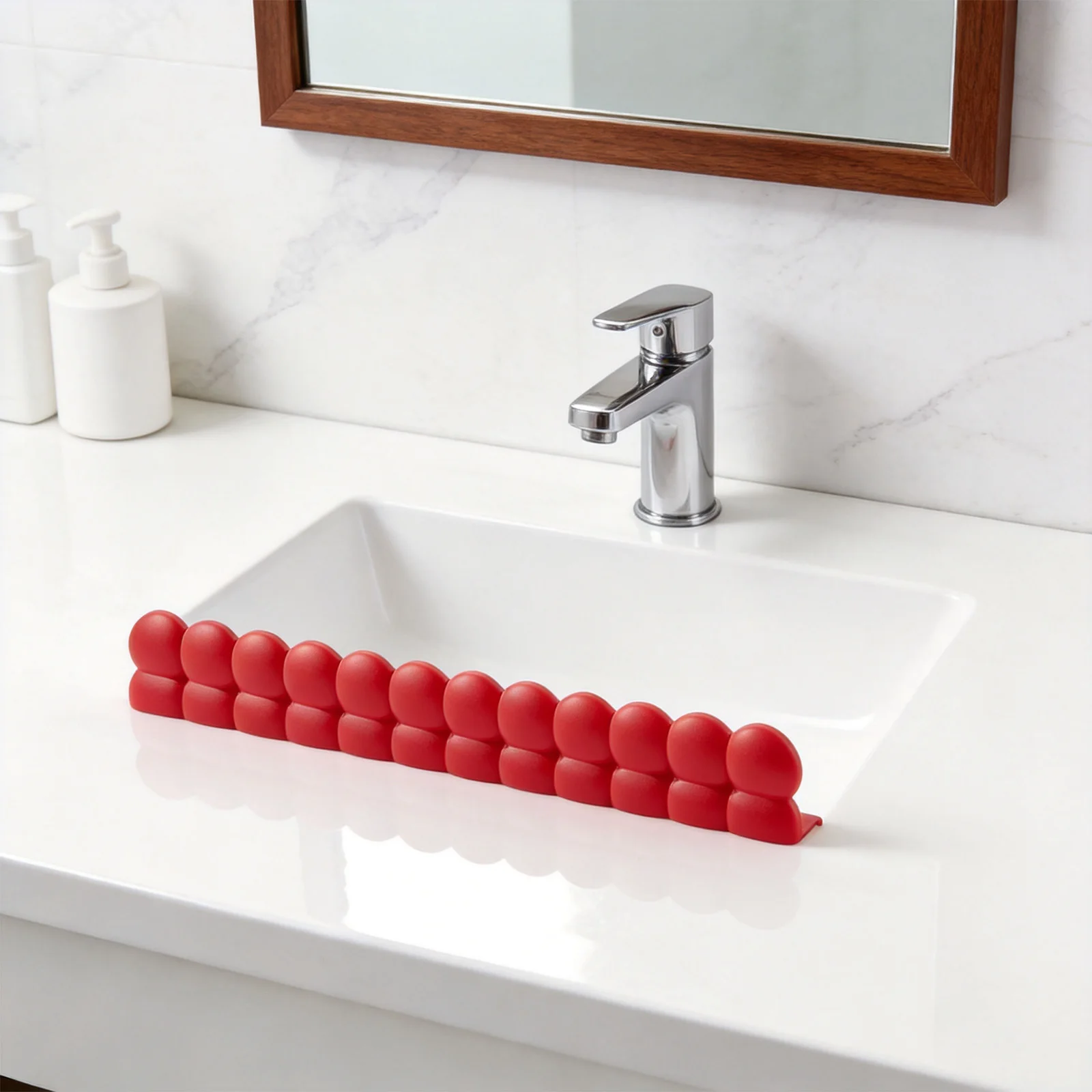 Silicone Sink Splash Guard with Suction Cups Water Retaining Dam Strip Easy To Clean for Kitchen Sink Cooktop Bathroom Tub Use view 3