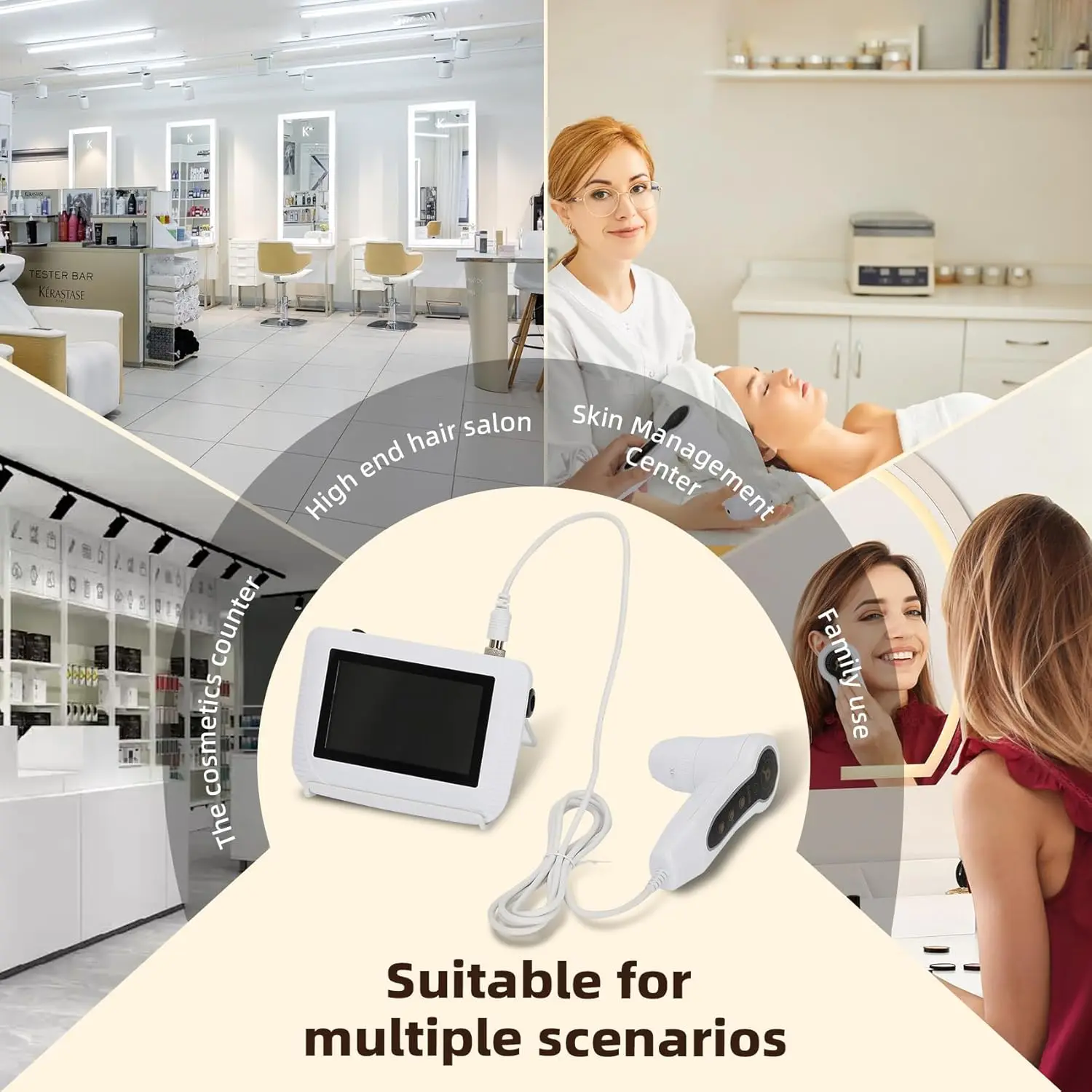 محلل بصيلات الشعر لتشخيص الجلد كاشف رقمي جهاز اختبار الرطوبة مع شاشة LCD 5 بوصة عدسة تكبير 50X/200X لصالون التجميل #6