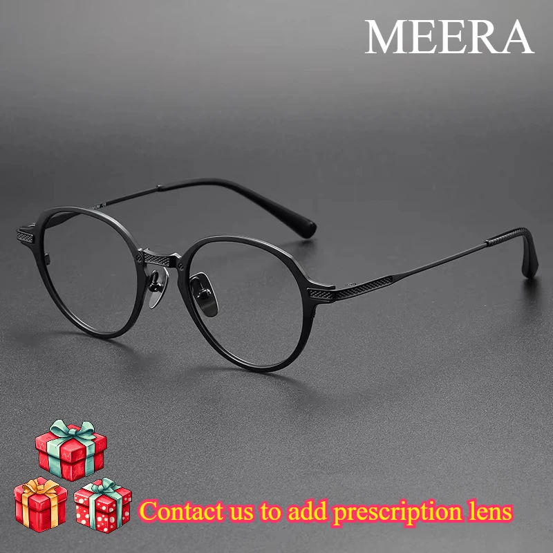 2026 Japanese Design Handcrafted Pure Titanium Plate Retro Round Personalized Titanium Metal Eyeglass Frame Trendy Model