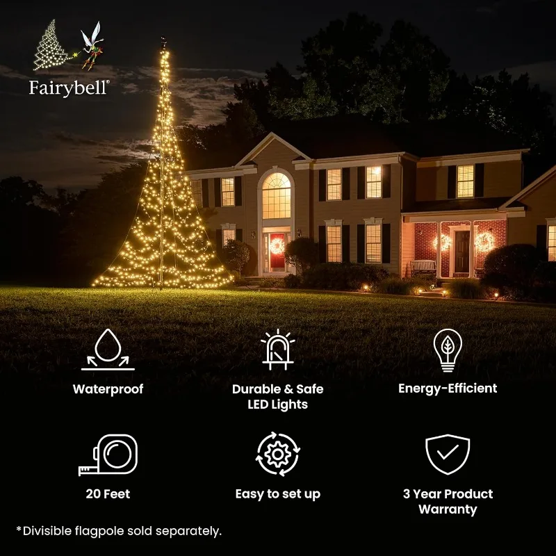 Flagpole LED Christmas Tree - Outdoor Christmas Decorations