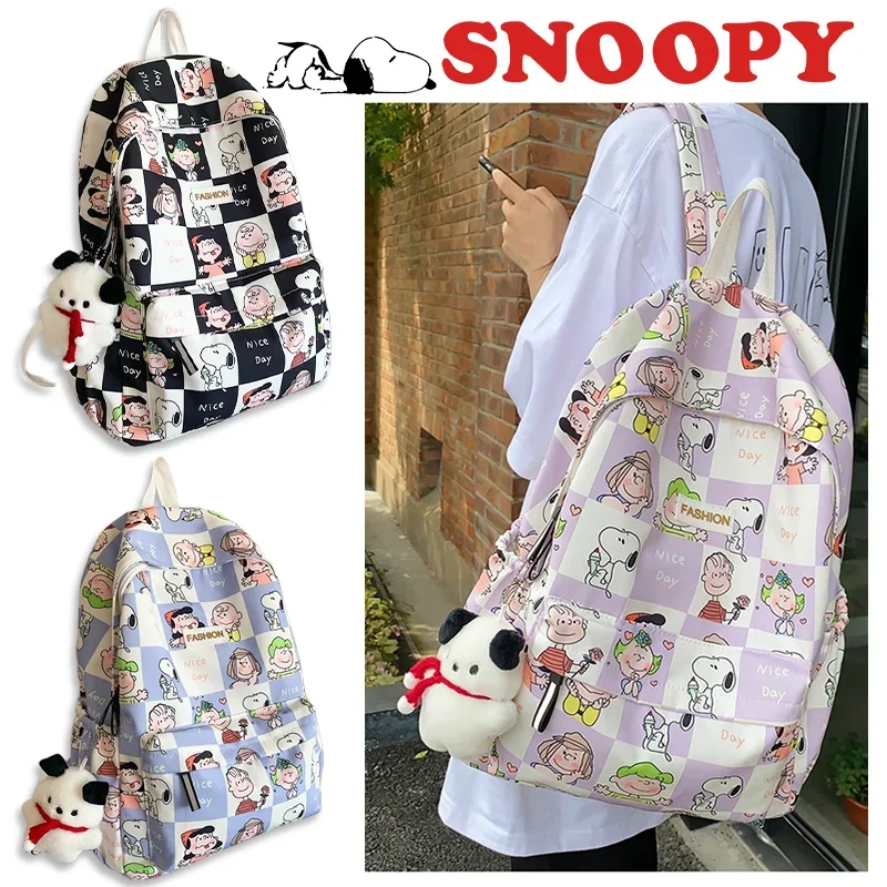 

Snoopy Backpack Anime Fashion Student Women Girls Travel Shopping Storage Nylon Bag Cute Cartoon Rucksack Gift Teenage Schoolbag