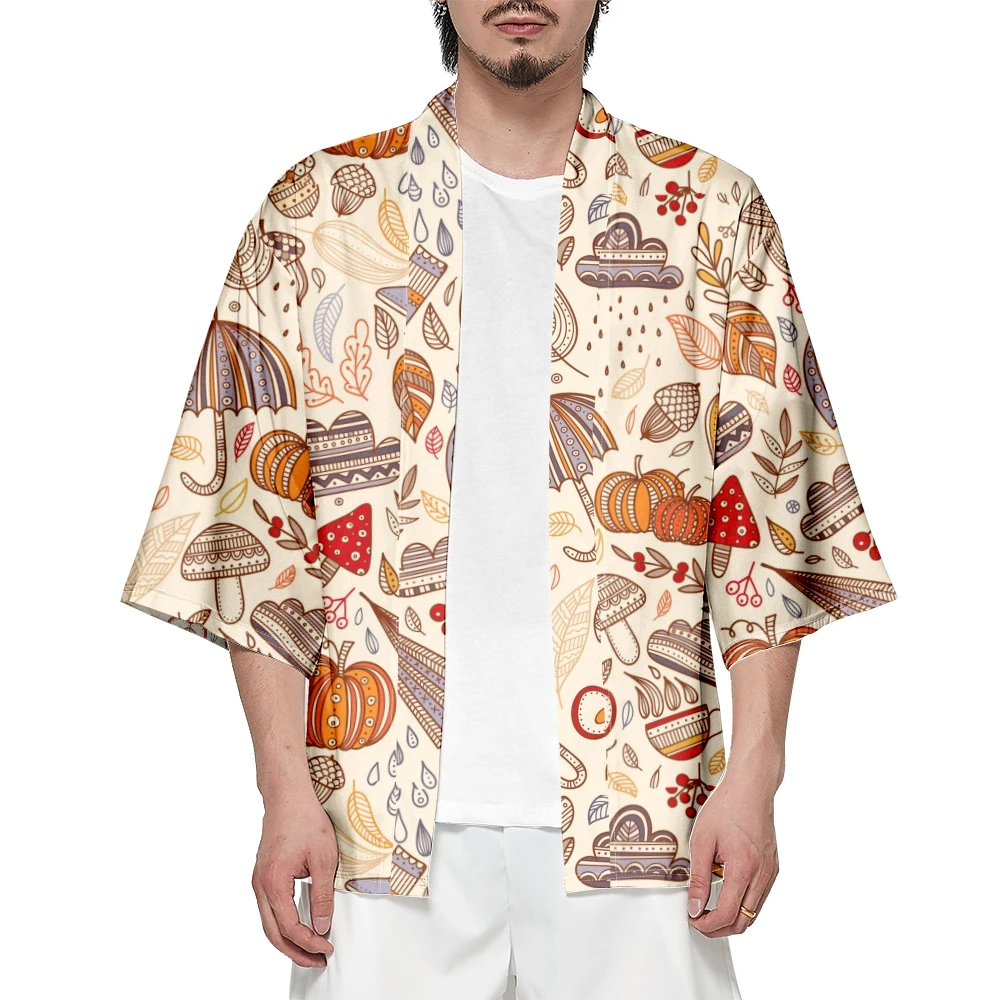 

Kimono Men's and Women's 2023 Japanese Traditional Kimono Mushroom Pumpkin Cardigan Cosplay Beach Shirt Summer Bathrobes