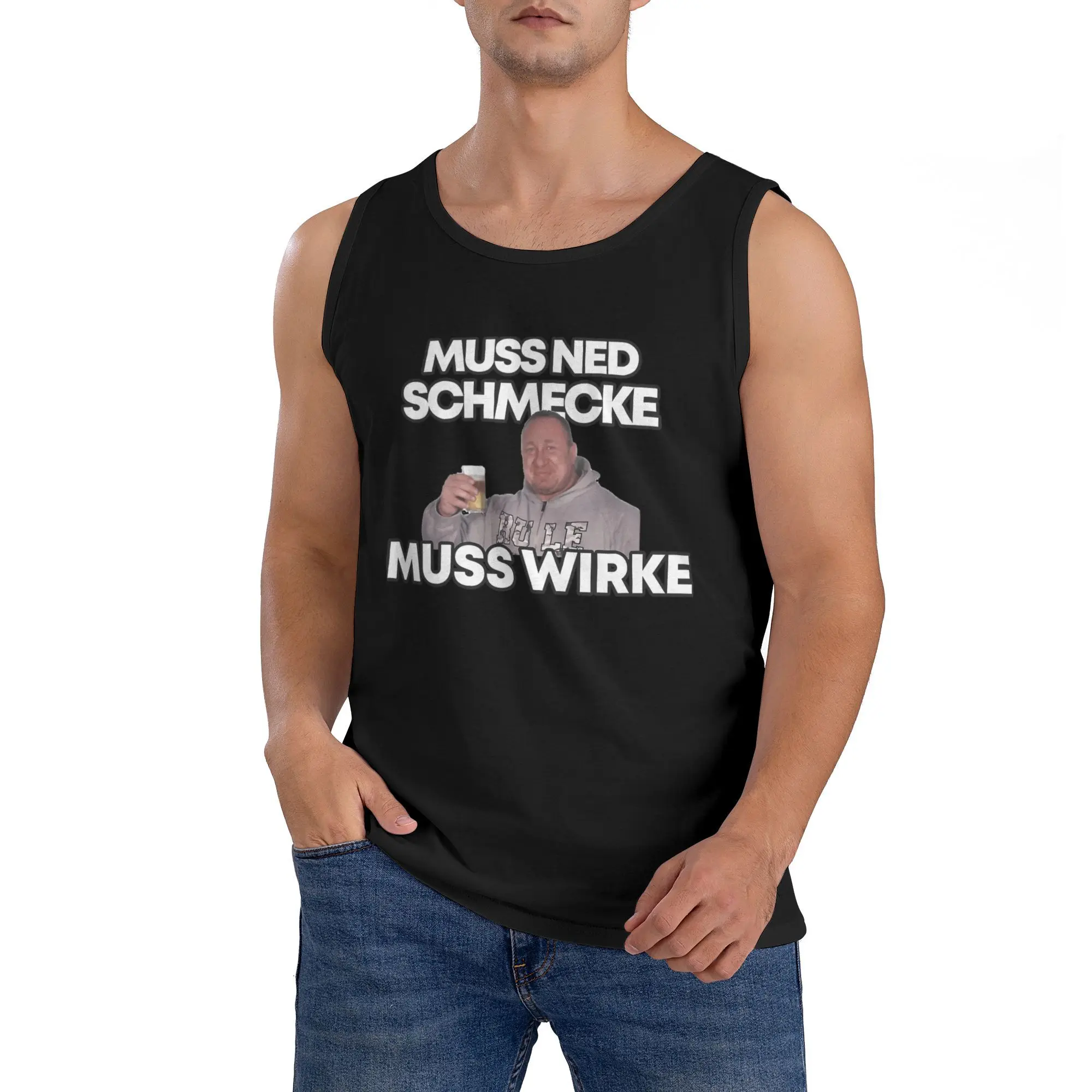 قمصان Markus Ruhl Meme بدون أكمام للرجال بنمط الشاطئ، قمصان بدون أكمام كبيرة الحجم