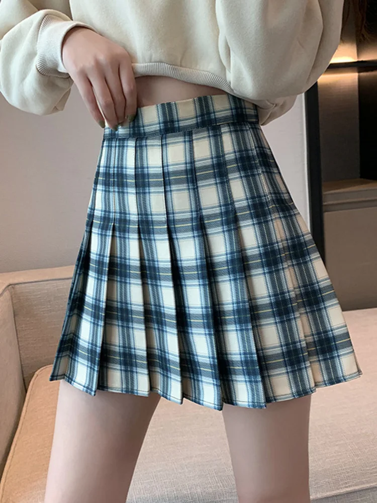 Women Plaid Grid Printed Summer Short Sexy Skirt High-Waist New Mini School Girls Dance Clothing