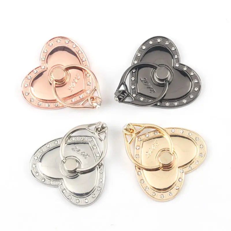 Big Love Phone Holder Full Metal Ring Buckle Diamond Phone Stand 360 Degree Mobile  Phone Stand Holder