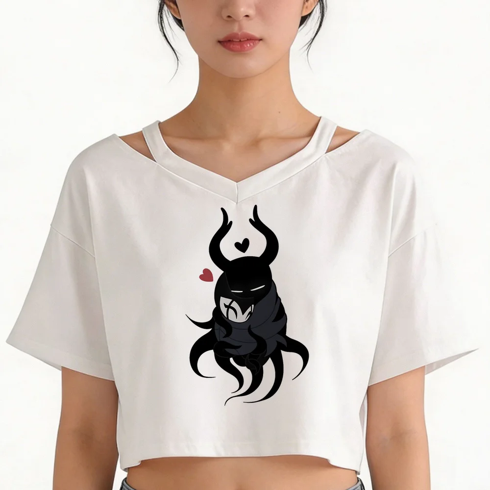 Hollow Knight cropped top female clearance sales summer gothic japan 2000s t shirt meme kawaii streetwear emo