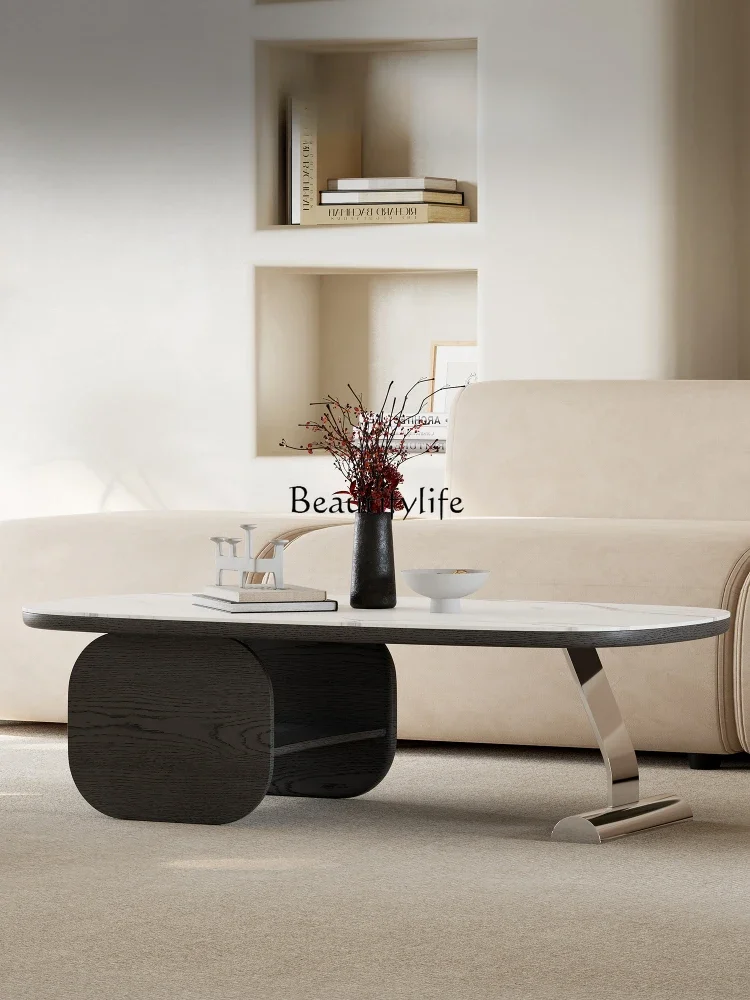 Italian minimalist coffee table rock slab rectangular modern simplicity light luxury high sense