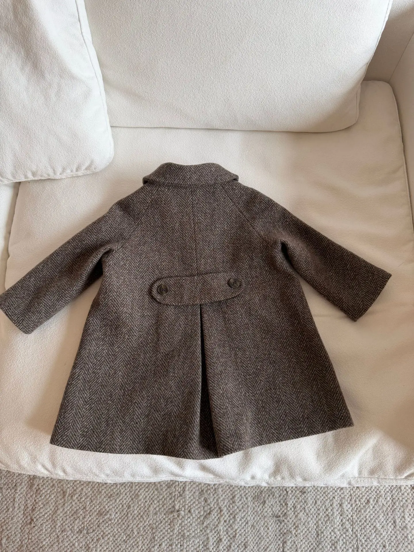 Girls' Cotton Coat 26 Winter Solid Color Fashionable Double-breasted Children's Woolen Coat Pure Cotton Thickened Warm Long Coat