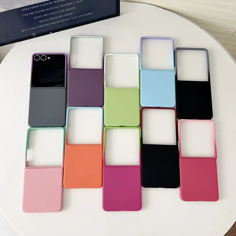 PC Skin Feel Farbverlauf Handyhülle für Samsung Galaxy Z Flip 7 6 5 4 3 ZFlip5 Flip6 Flip7 FE Große Fensterschutzhülle