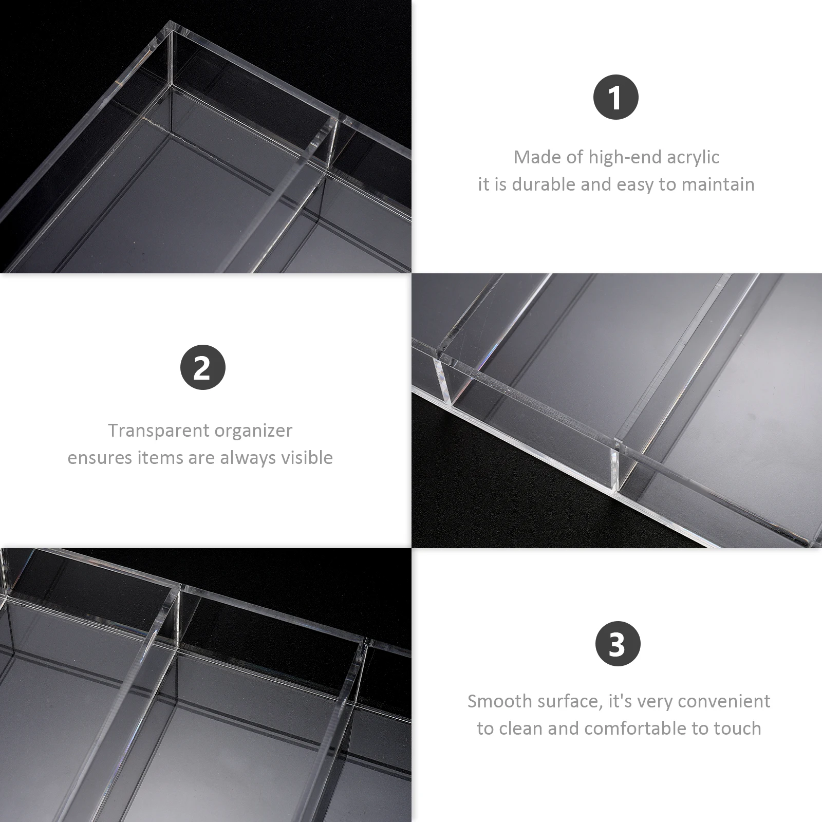 

Sturdy Organizer Bathroom Desktop Storage Tray Acrylic Vanity Tray Makeup Holder Multi-Function Sundries