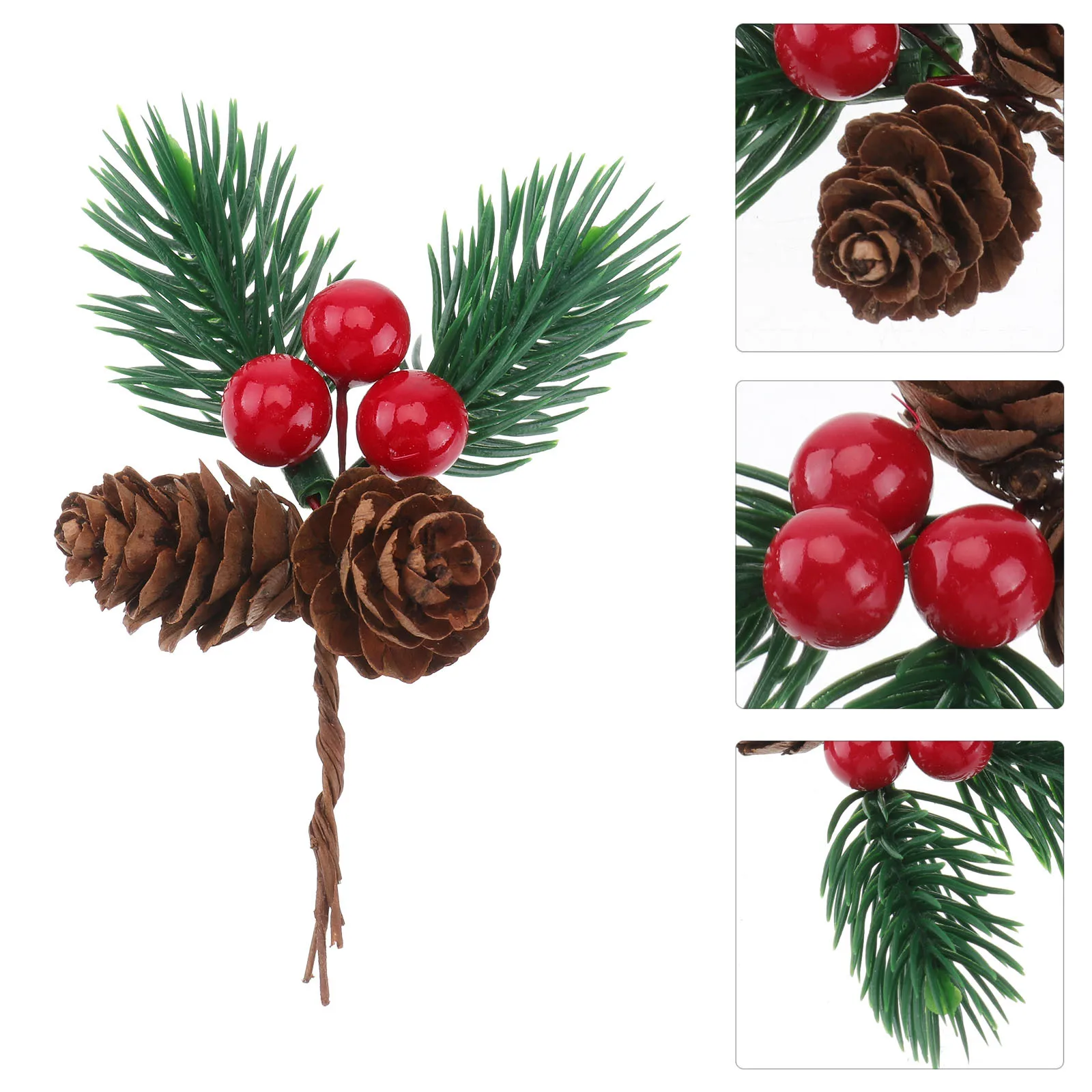 

10Pcs Realistic Pine Cone Picks Premium Fake Plant for Christmas Decorations Holiday Centerpieces Mantel Displays Berry Pine