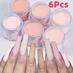 6Colors Nude/Pink Nail Art Acrylic Powder Net.7g*6Jars For French Nails Extension 3D Tips Carving Dipping Fast-Dry Polymer Dust