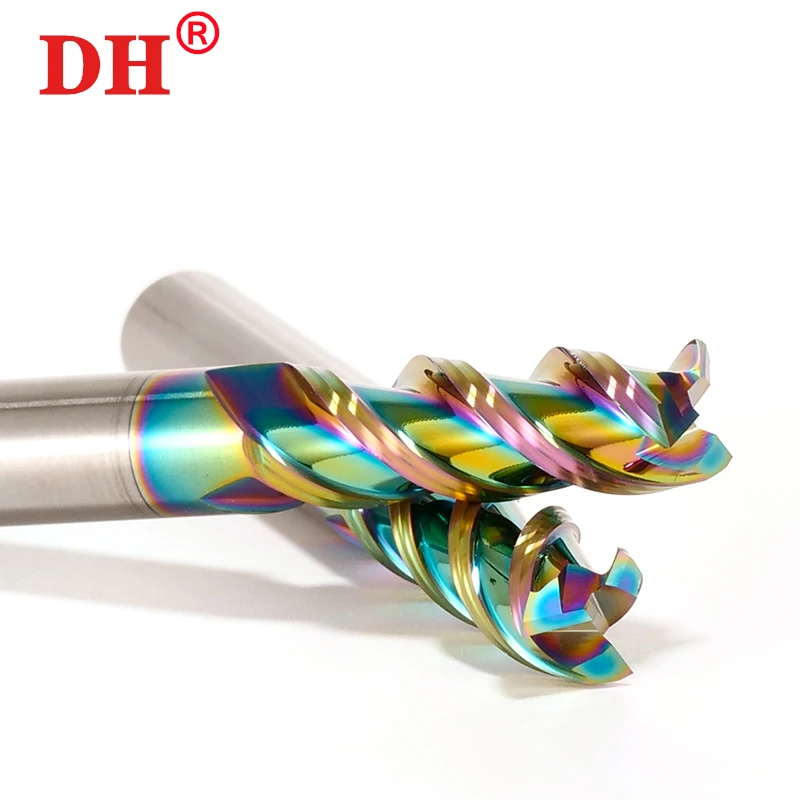 HRC55 3-Flute DLC colour Coating Flat End Mill Tungsten Steel Carbide For Aluminum Milling Cutter CNC Machinery Endmills Tools