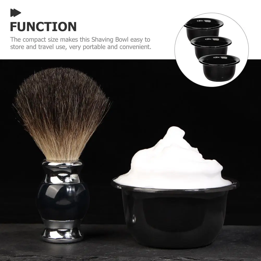 3 قطعة وعاء أسود للرجال ملحق قابل لإعادة الاستخدام للرجال توريد متين محمول قابل لإعادة الاستخدام وعاء الحلاقة كوب الحلاقة اللوازم المنزلية