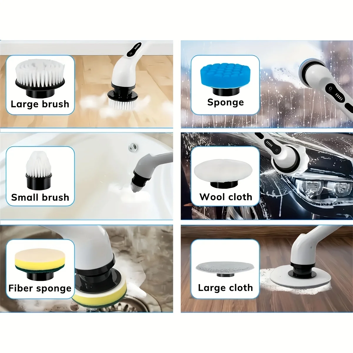 1 Pack Spin Scrubber, Draadloze Douche Scrubber Met 6 Vervangbare Opzetborstels, Reinigingsborstel Met Dubbele Snelheden En Extensie Han