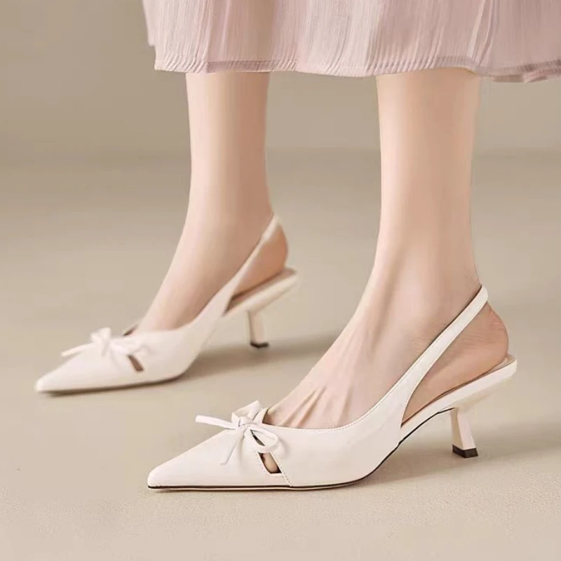 2026 Neue Klassische Einfarbige Slingback Damen High Heels Modische Schleife Designer-Sandalen Sommer Bequeme Büro-Sandalen