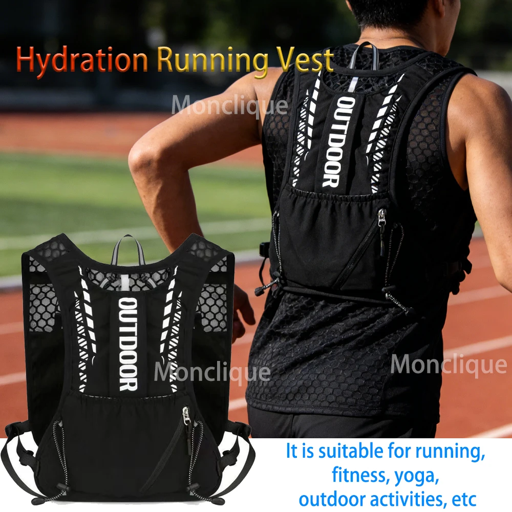 Biking Running Storage Vest Backpack Lightweight Running Vest Reflective Hydration Water Chest Pack Phone Storage Pocket