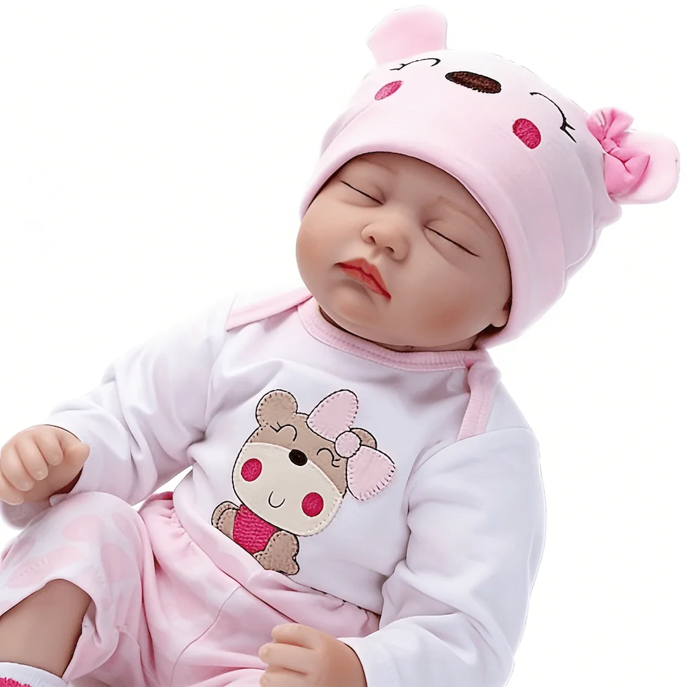 

BZDOLL 55cm 22inch Soft Vinyl Reborn Doll, Cloth Body & Vinyl Limbs, Lifelike Sleeping Newborn, Play House Birthday Gift