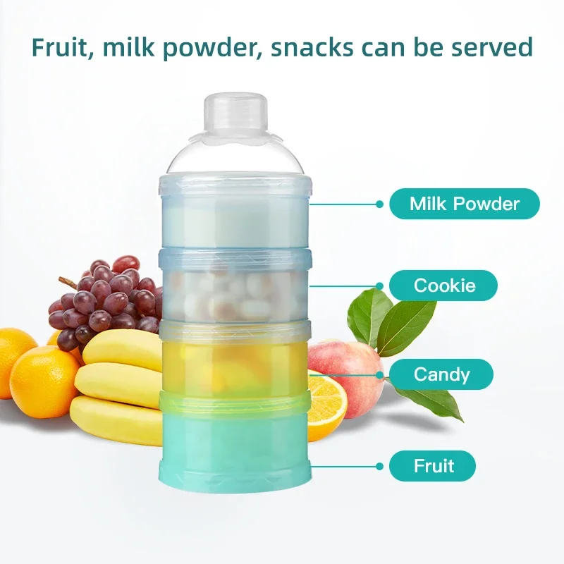 3/4 Grid Portable Milk Powder Box Container Toddle Baby Snack Food Storage Box Formula Dispenser Milk Powder Bottles Divided Box